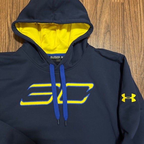 Under Armour * Steph Curry Pullover Sweatshirt Hoodie * Blue & Gold Size 2XL - Picture 6 of 10